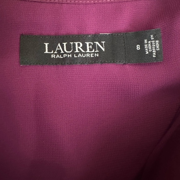Lauren Ralph Lauren Belted Crepe Dress in Plum Purple Size 8 - Picture 16 of 16